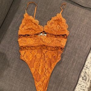 Dark Orange Lace Bodysuit